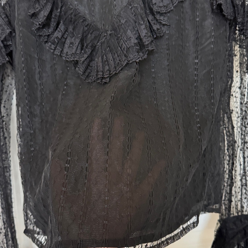 Elegant Black Lace Ruffle Top - Picture 7 of 7
